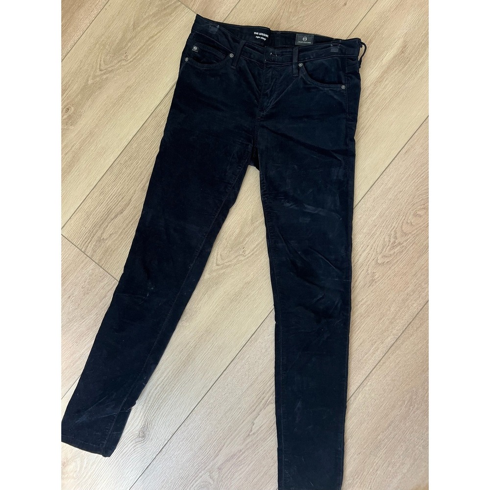 AG Adriano Goldschmied The Legging Super Skinny‎ Black Velvet Pants